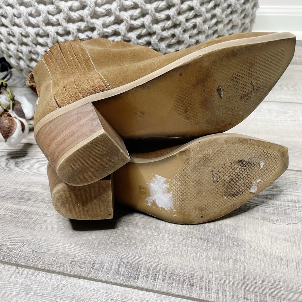 Steve Madden Webster Suede Leather Western Ankle Booties Tan Size 6M - Picture 8 of 10